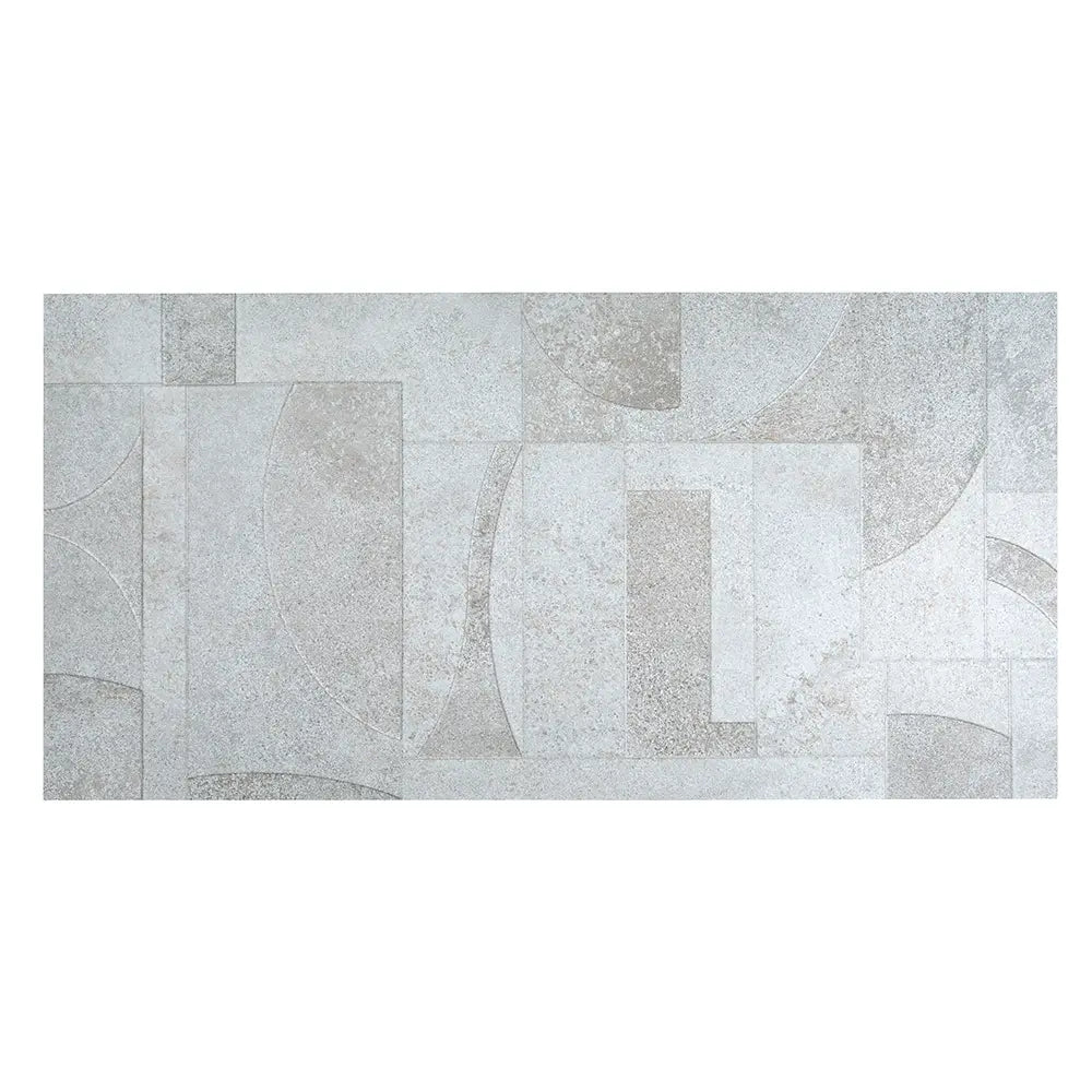 Grazioso White Concrete Geo Porcelain Tile 24x48 | Tile Club