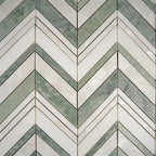 Envy Chevron Pearl Green Marble and Shell Tile | Tile Club