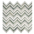 Envy Chevron Pearl Green Marble and Shell Tile | Tile Club