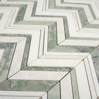 Envy Chevron Pearl Green Marble and Shell Tile | Tile Club