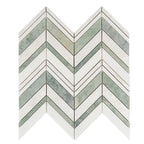 Envy Chevron Pearl Green Marble and Shell Tile | Tile Club