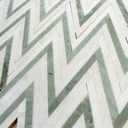 Envy Skinny Chevron Pearl Green Marble and Shell Tile | Tile Club