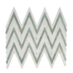 Envy Skinny Chevron Pearl Green Marble and Shell Tile | Tile Club