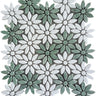 Meadow Mint Green Flower Marble Mosaic Tile