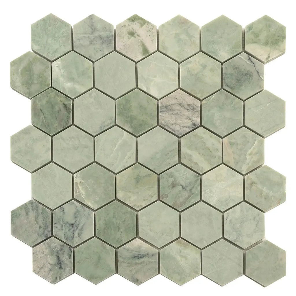 Envy Green Marble Hexagon Mosaic Tile Sample | Tile Club