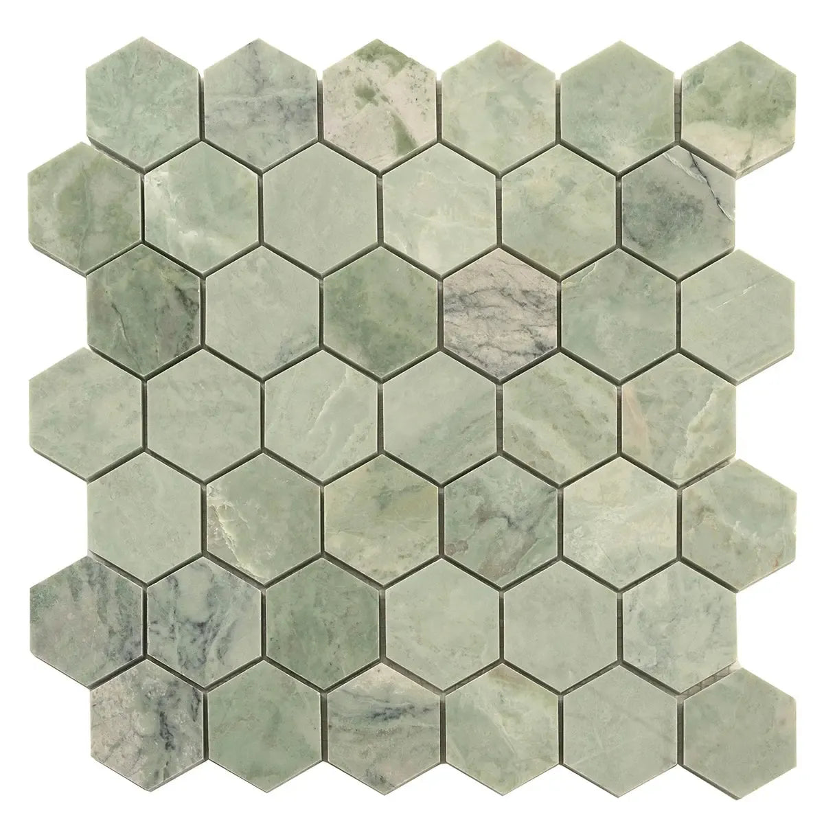 Envy Green Marble Hexagon Mosaic Tile Sample | Tile Club