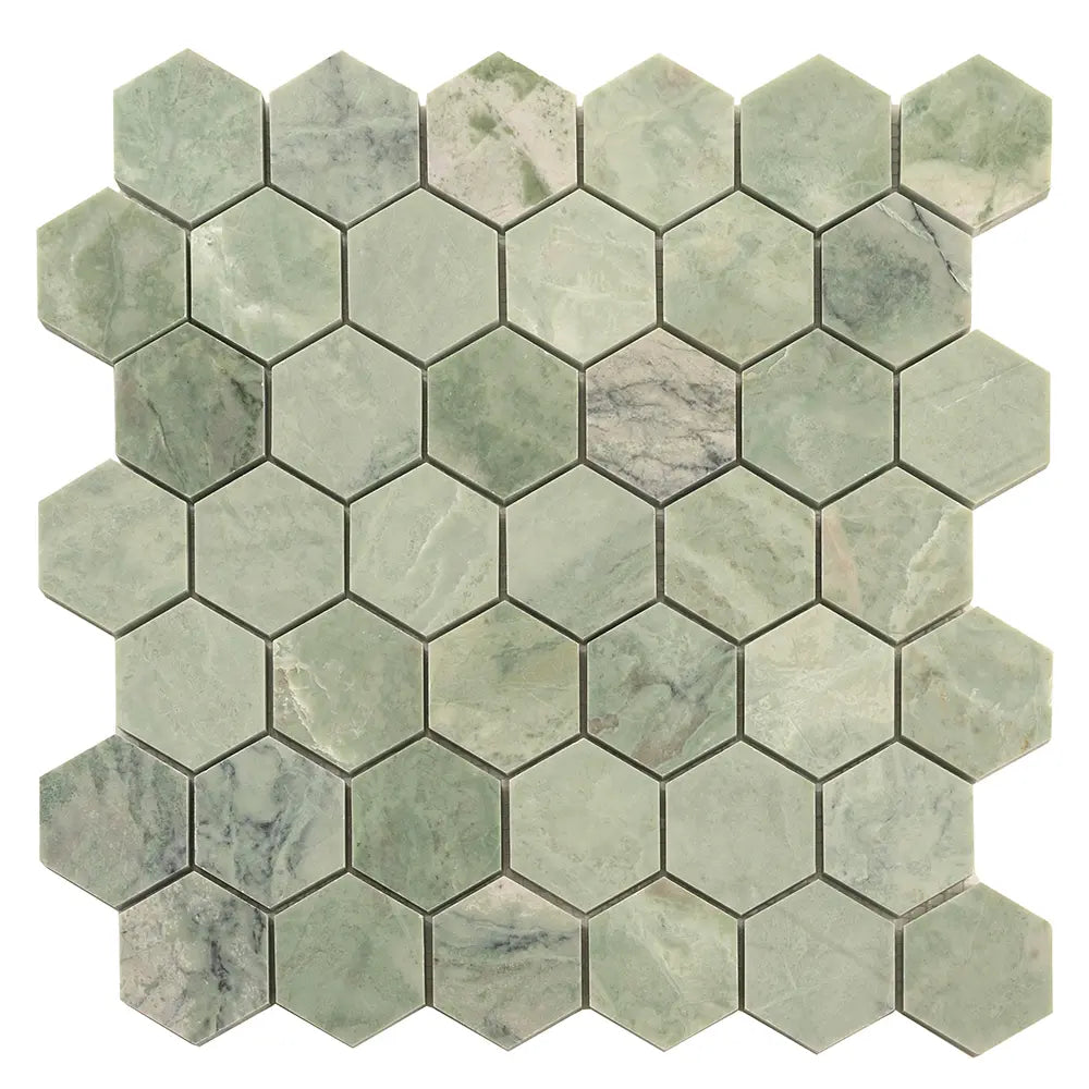 Envy Green Marble Hexagon Mosaic Tile | Tile Club
