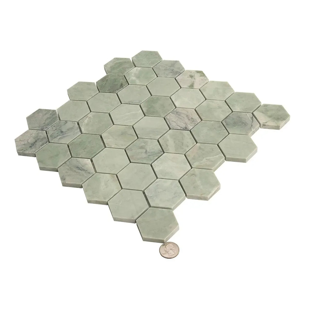 Envy Green Marble Hexagon Mosaic Tile | Tile Club