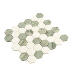 Envy Green & White Marble Hexagon Mosaic Tile | Tile Club