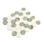 Envy Green & White Marble Hexagon Mosaic Tile | Tile Club