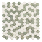 Envy Green & White Marble Hexagon Mosaic Tile | Tile Club
