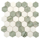 Envy Green & White Marble Hexagon Mosaic Tile | Tile Club