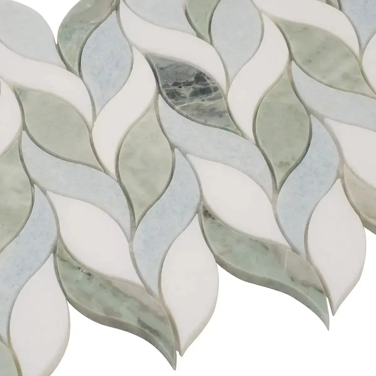 Envy Green and White Leaf Marble Mosaic Tile | Tile Club