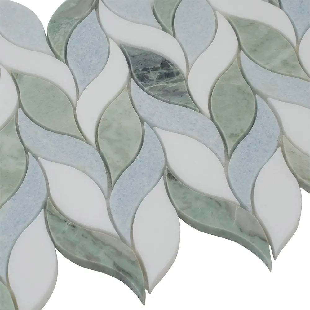 Envy Green & White Marble Hexagon Mosaic Tile | Tile Club