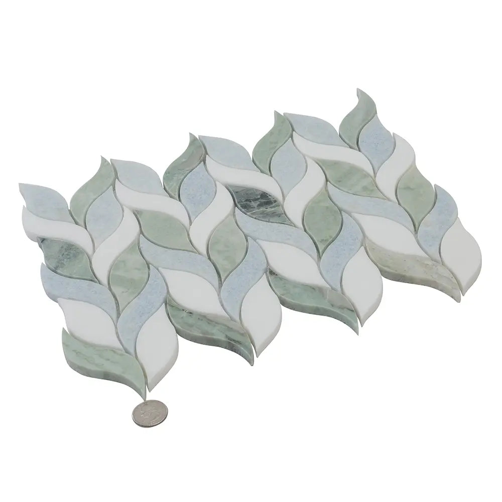 Envy Green & White Marble Hexagon Mosaic Tile | Tile Club