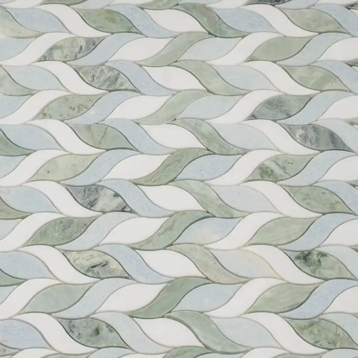 Envy Green and White Leaf Marble Mosaic Tile | Tile Club
