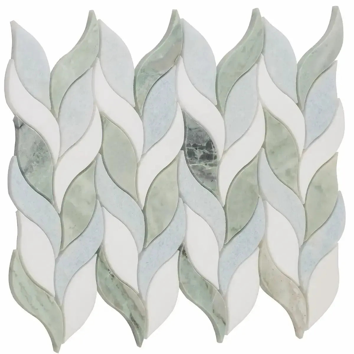 Envy Green and White Leaf Marble Mosaic Tile | Tile Club