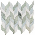 Envy Green and White Leaf Marble Mosaic Tile | Tile Club