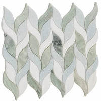 Envy Green and White Leaf Marble Mosaic Tile
