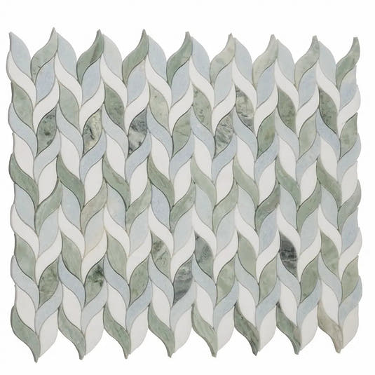 Envy Green and White Leaf Marble Mosaic Tile | Tile Club
