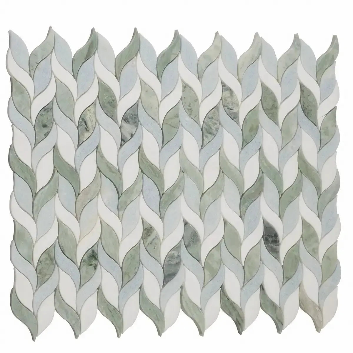 Envy Green and White Leaf Marble Mosaic Tile | Tile Club