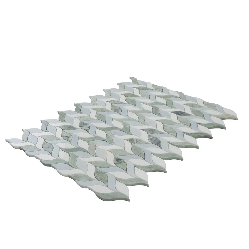 Envy Green & White Marble Hexagon Mosaic Tile | Tile Club