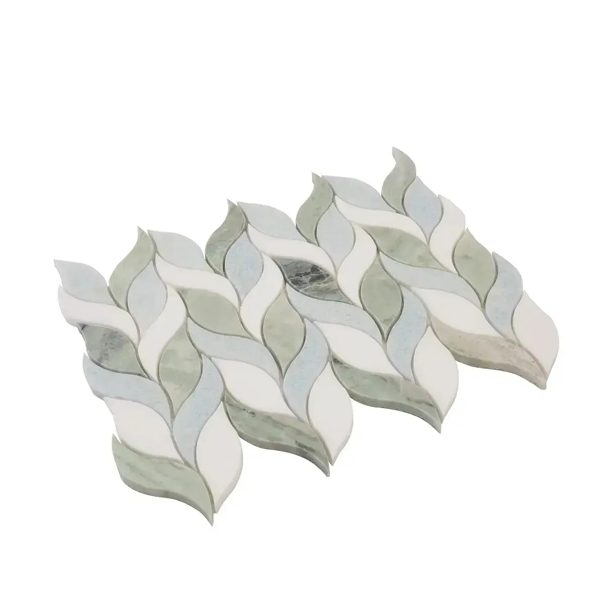 Envy Green and White Leaf Marble Mosaic Tile | Tile Club