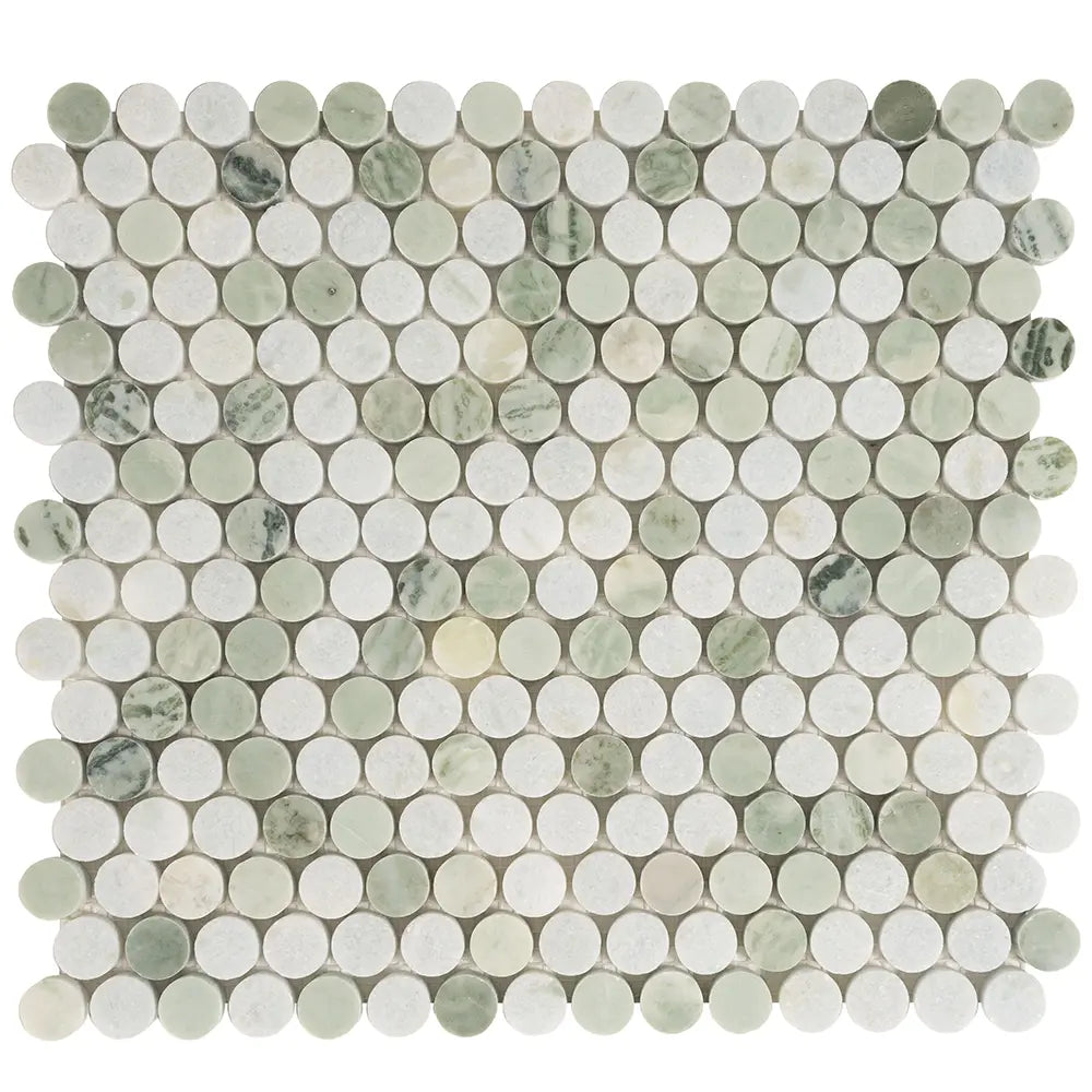 Envy Green Marble Penny Round Tile | Tile Club