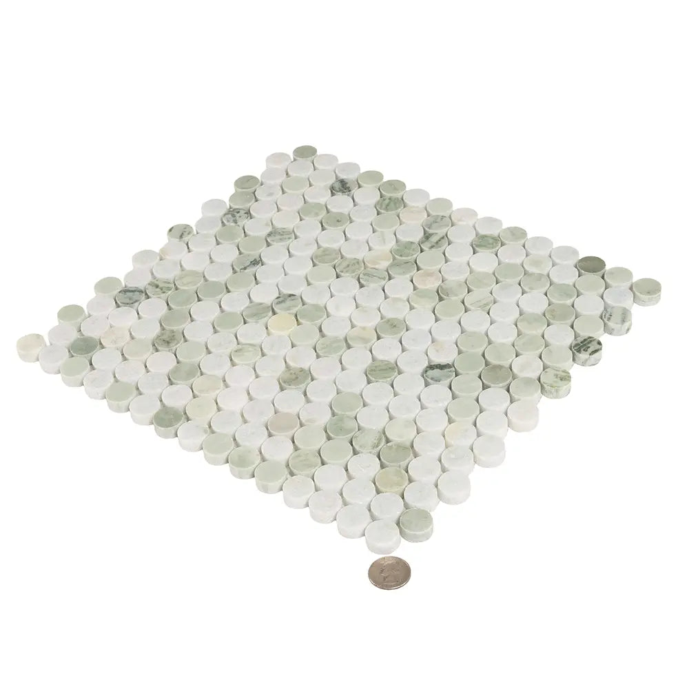 Envy Green Marble Penny Round Tile | Tile Club