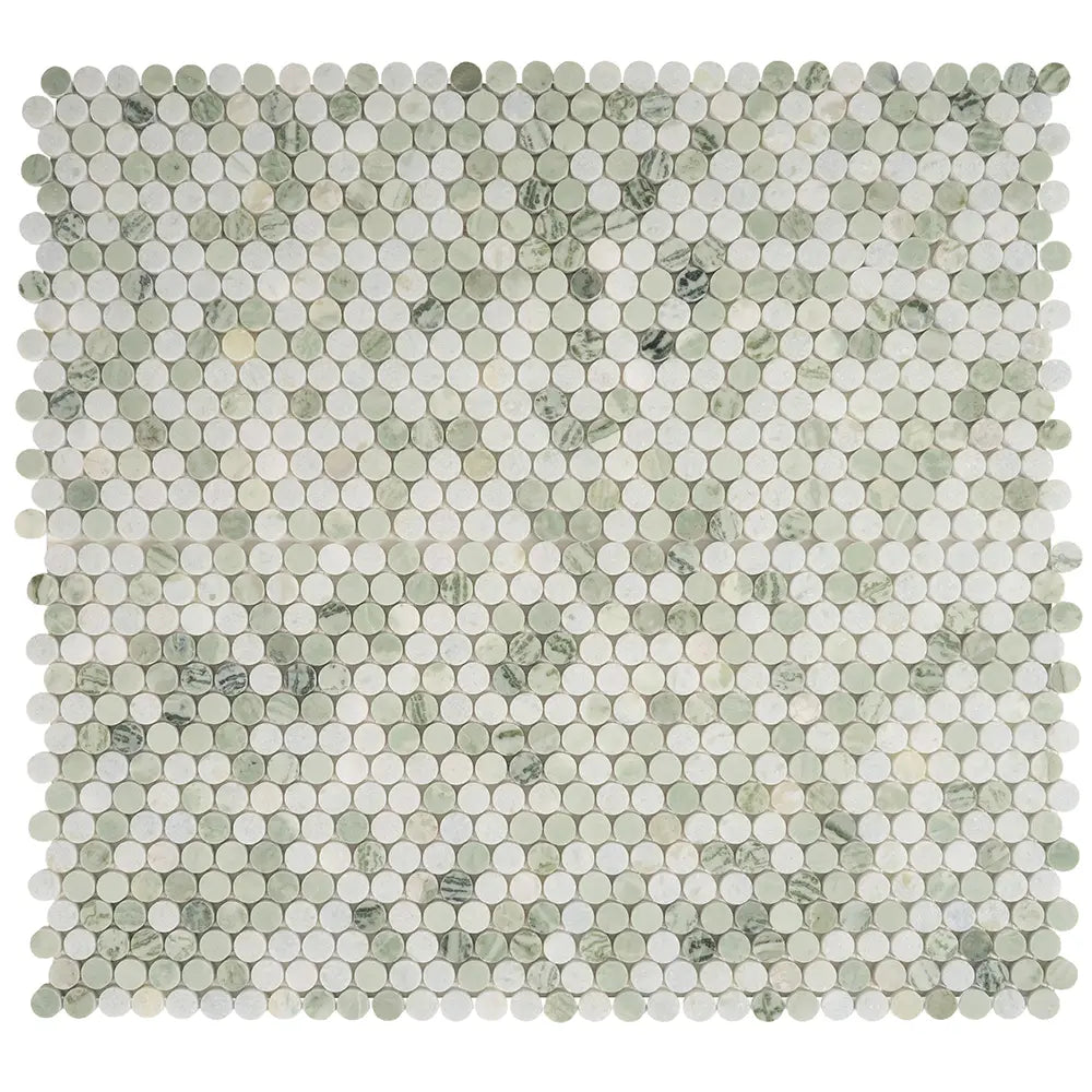 Envy Green Marble Penny Round Tile | Tile Club