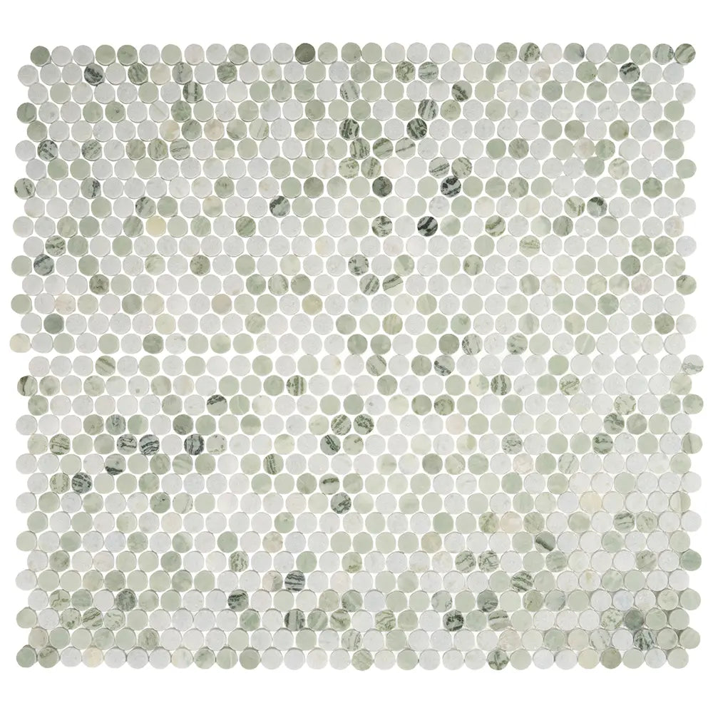 Envy Green Marble Penny Round Tile | Tile Club