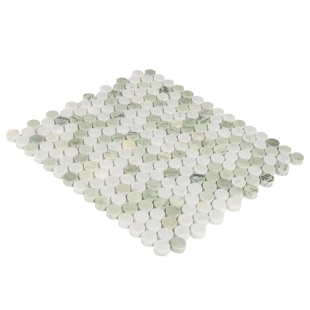 Envy Green Marble Penny Round Tile | Tile Club
