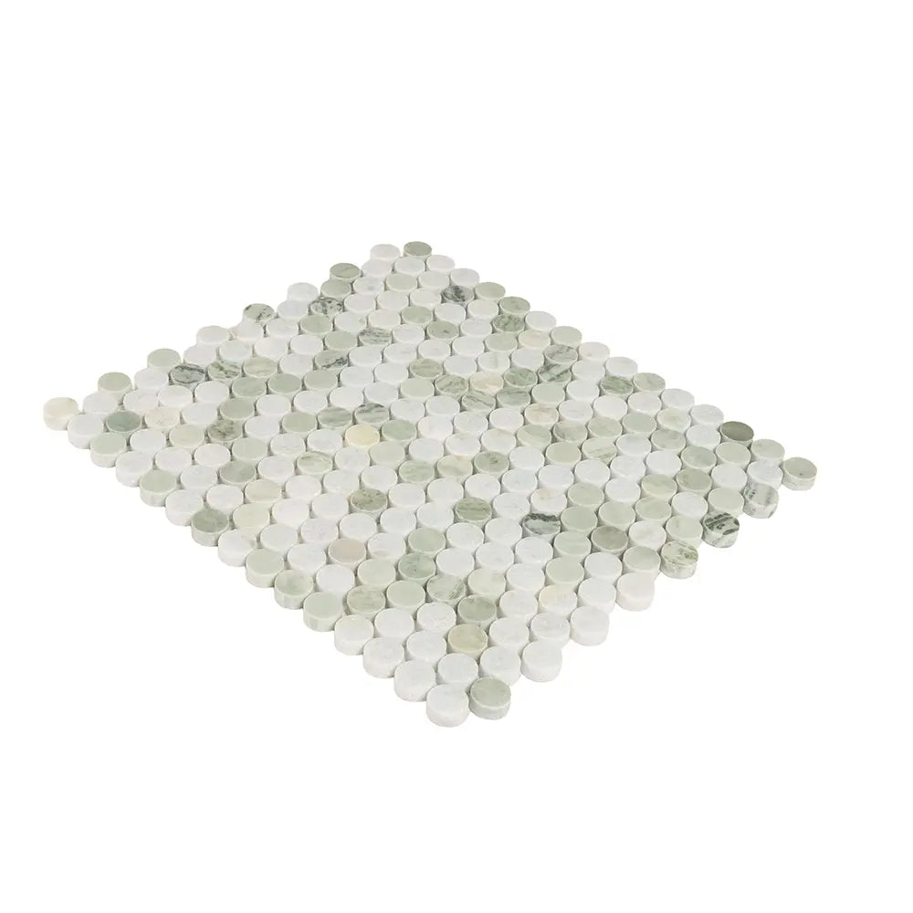 Envy Green Marble Penny Round Tile | Tile Club
