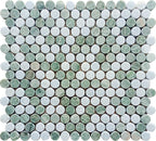 Envy Green and Blue Marble Penny Round Tile | Tile Club