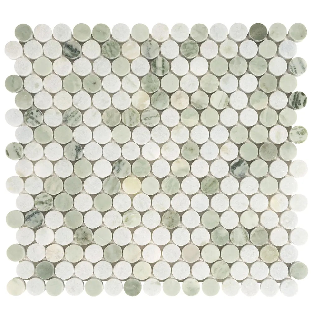 Envy Green Marble Penny Round Tile | Tile Club