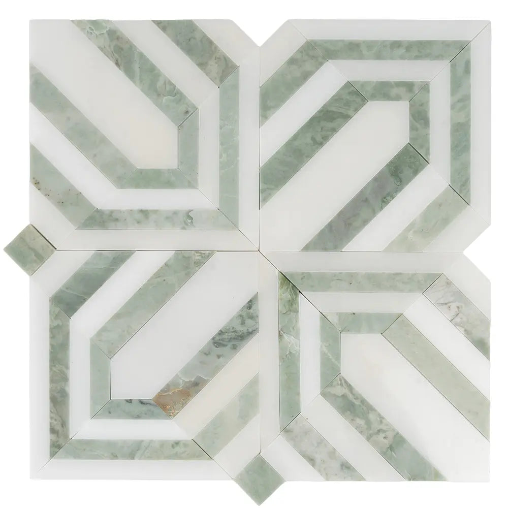 Envy Trinity Green Marble Geometric Mosaic Tile | Tile Club