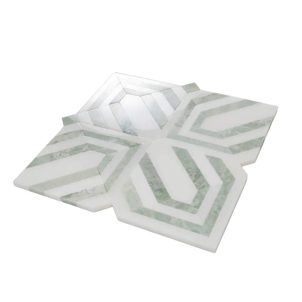 Envy Trinity Green Marble Geometric Mosaic Tile | Tile Club