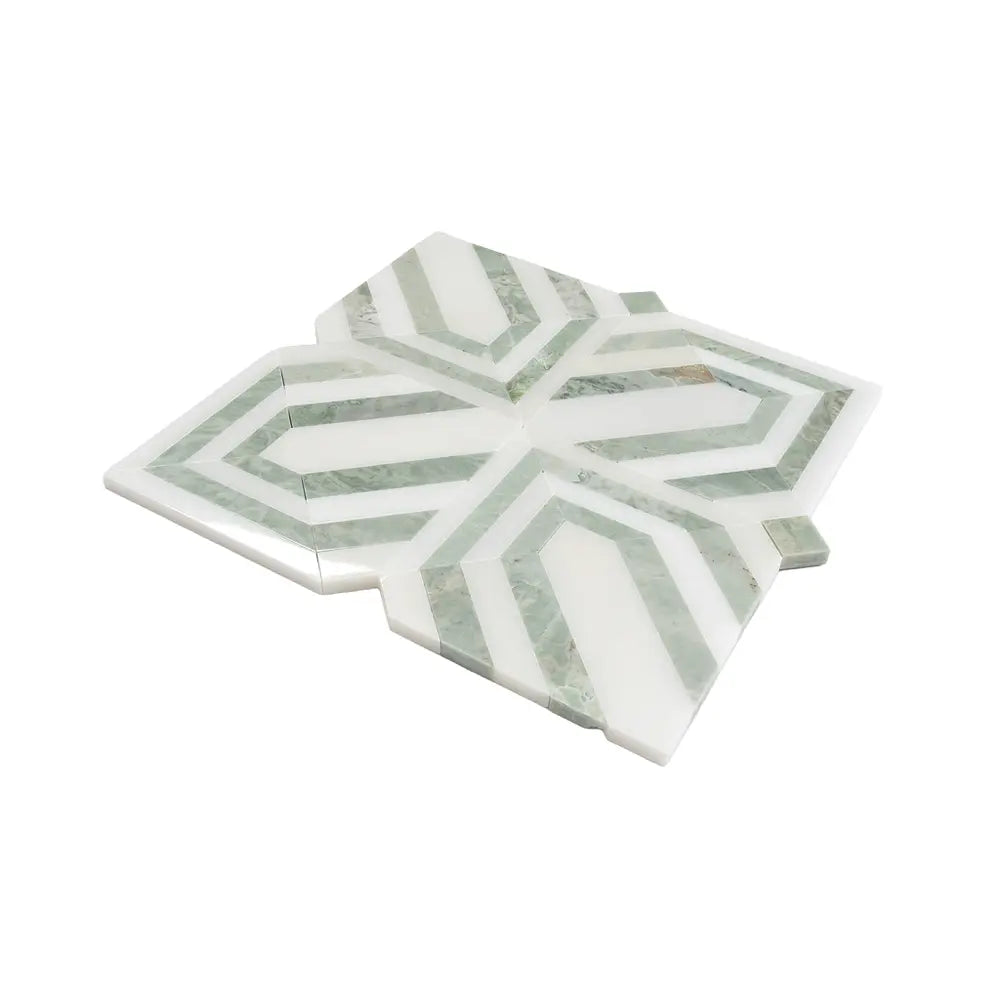 Envy Trinity Green Marble Geometric Mosaic Tile | Tile Club