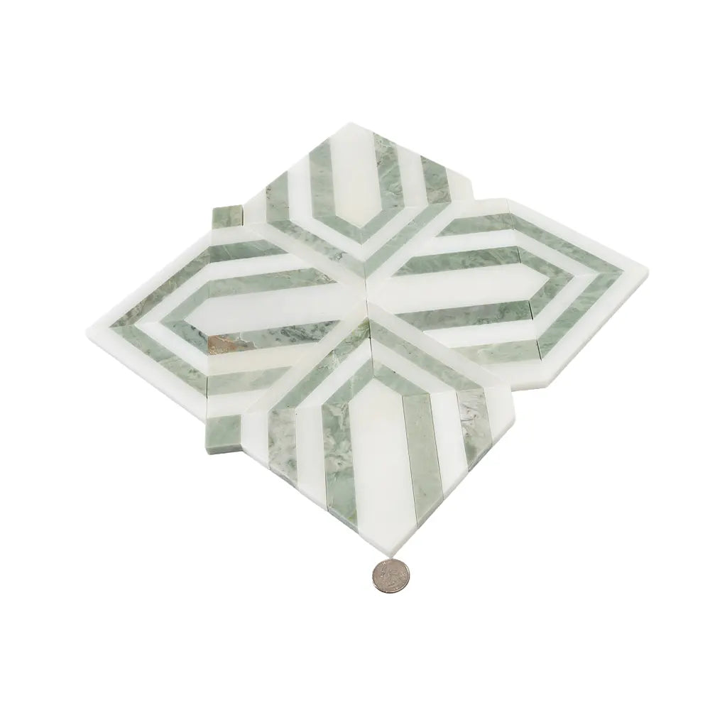 Envy Trinity Green Marble Geometric Mosaic Tile | Tile Club