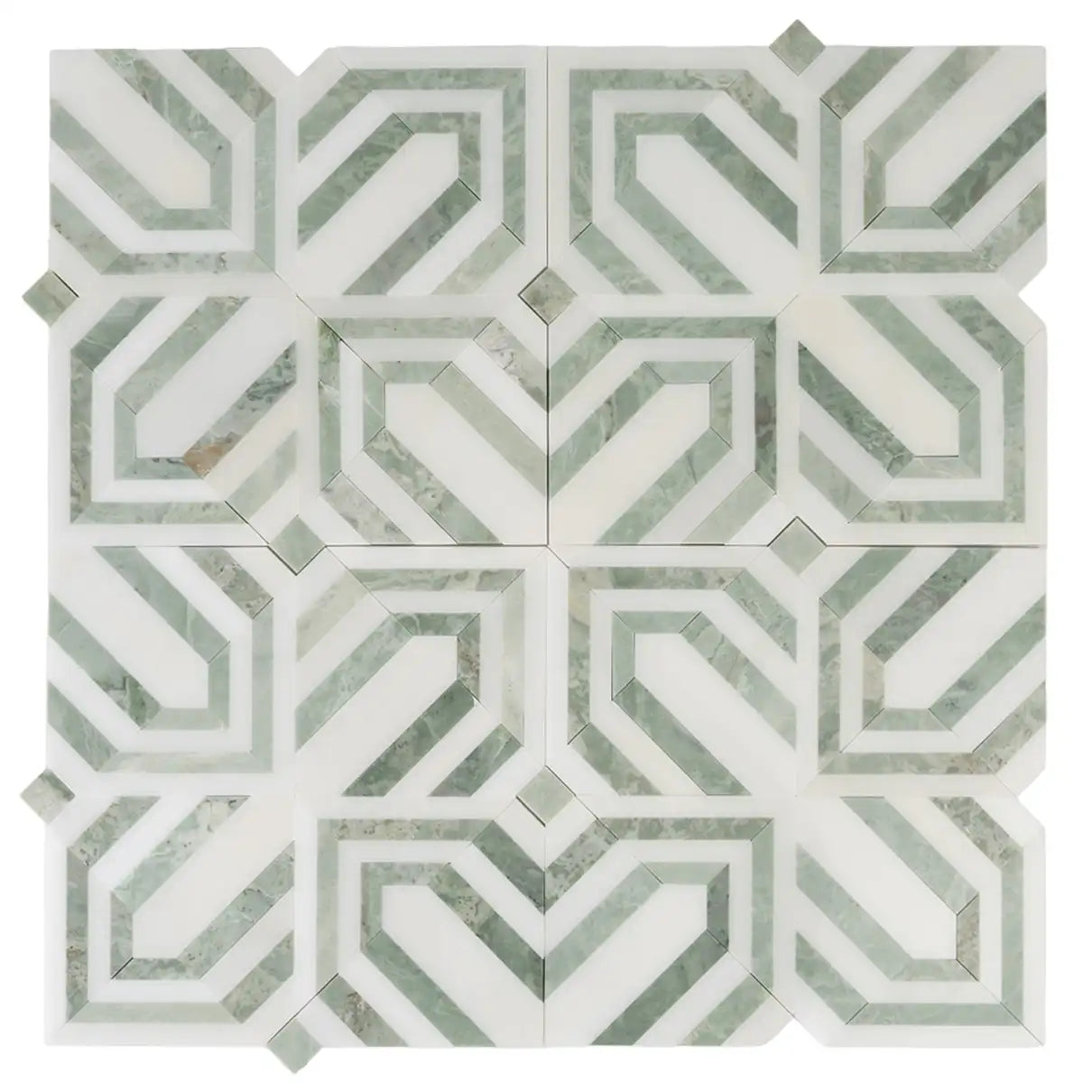 Envy Trinity Green Marble Geometric Mosaic Tile | Tile Club