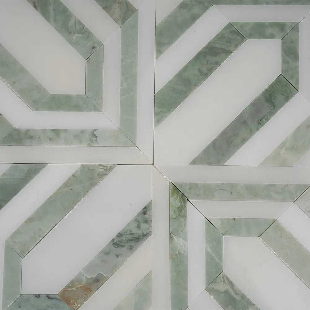 Envy Trinity Green Marble Geometric Mosaic Tile | Tile Club