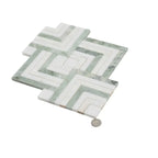 Envy Green Marble and Shell Square Weave Mosaic Tile | Tile Club