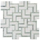 Envy Green Marble and Shell Square Weave Mosaic Tile | Tile Club