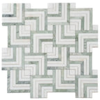 Envy Green Marble and Shell Square Weave Mosaic Tile | Tile Club