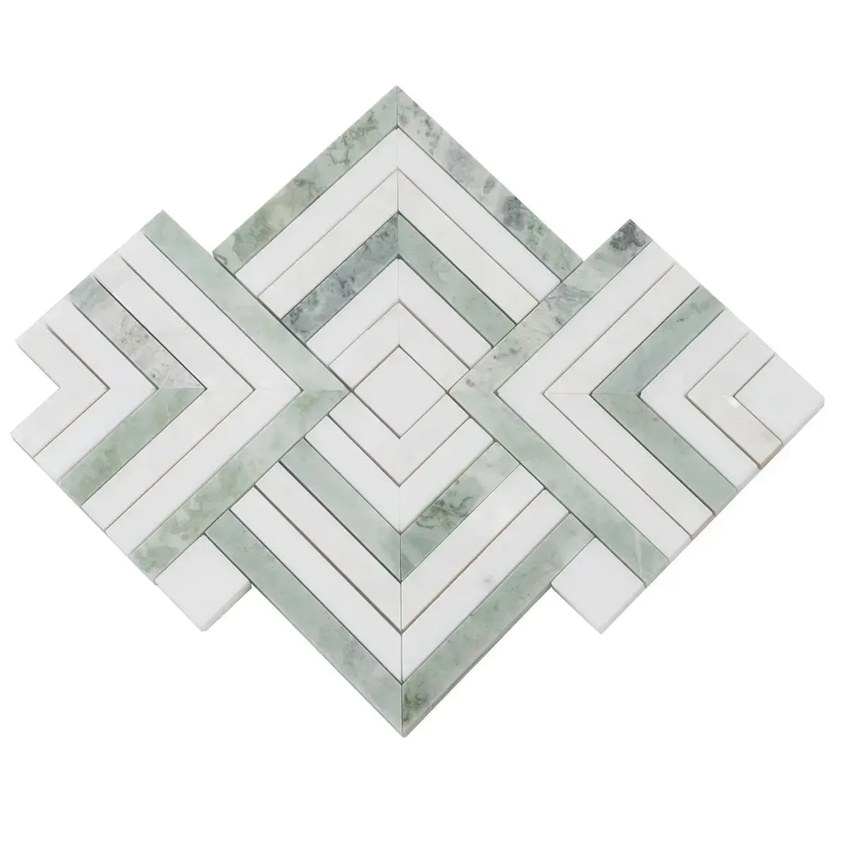 Envy Green Marble and Shell Square Weave Mosaic Tile | Tile Club