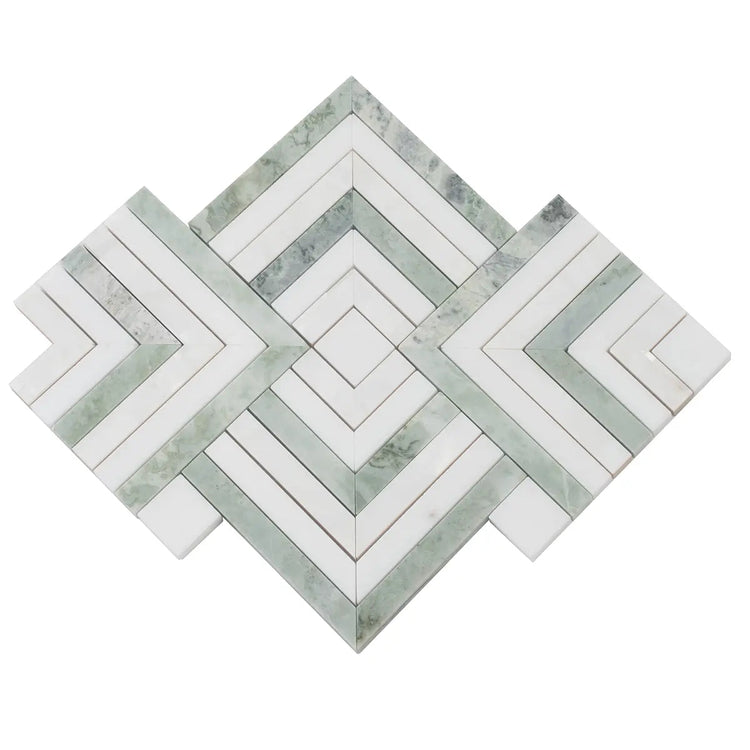 Envy Green Marble and Shell Square Weave Mosaic Tile | Tile Club