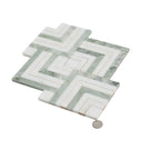 Envy Green Marble and Shell Square Weave Mosaic Tile | Tile Club