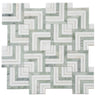 Envy Green Marble and Shell Square Weave Mosaic Tile