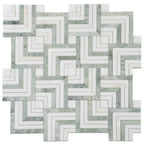 Envy Green Marble and Shell Square Weave Mosaic Tile | Tile Club
