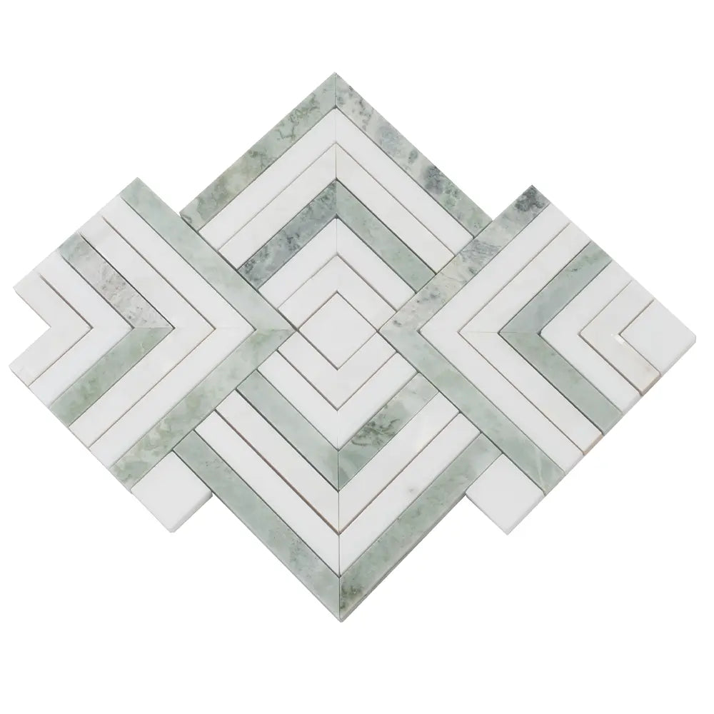 Envy Green Marble and Shell Square Weave Mosaic Tile | Tile Club